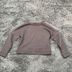 Lime & Vine Gray Convertible Zip Sleeve Sweatshirt Size M | Cropped Pullover